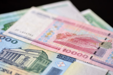 Belarusian banknote of ten thousand rubles close up