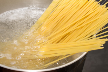 pasta in a steel pan