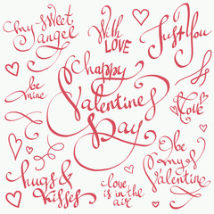 Fototapeta na wymiar Valentine's Day lettering vector set