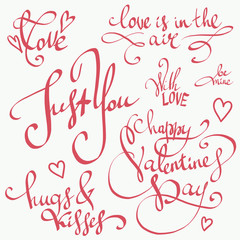 Valentine's Day lettering vector set