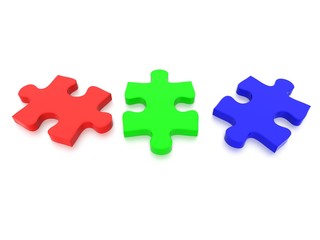 3D rendered Jigsaw Puzzle concept, depicting teamwork and connection