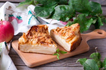 Homemade apple pie on the wooden table