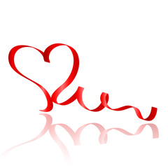 Red ribbon heart on white background vector