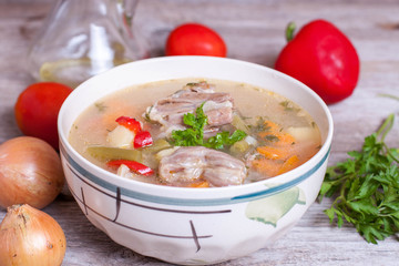 Meat soup with vegetables