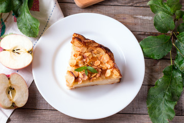 Slice of apple pie on a plate