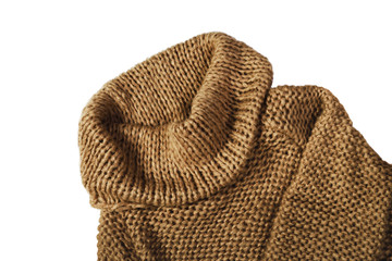 warm brown sweater isolated on white background, horizontal