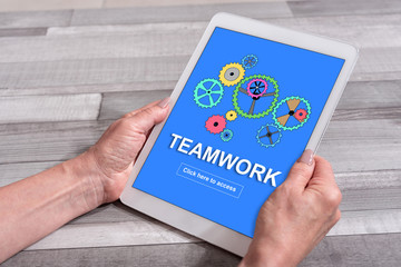 Teamwork concept on a tablet