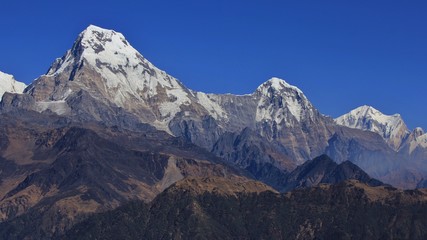 Fototapeta na wymiar Annapurna South and Hiun Chuli, view from Mohare Danda