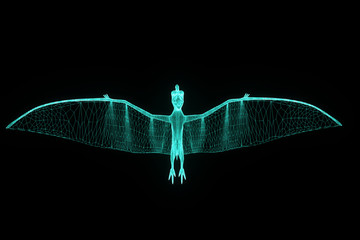 Dinosaur Pteranodon in Hologram Wireframe Style. Nice 3D Rendering   © bombastic80