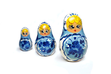 Blue russian matryoshka dolls