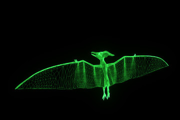 Dinosaur Pteranodon in Hologram Wireframe Style. Nice 3D Rendering   © bombastic80