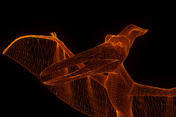 Dinosaur Pteranodon in Hologram Wireframe Style. Nice 3D Rendering   © bombastic80