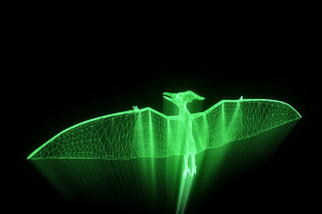 Dinosaur Pteranodon in Hologram Wireframe Style. Nice 3D Rendering   © bombastic80