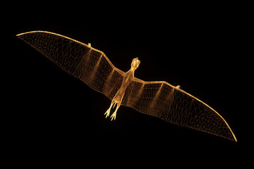 Dinosaur Pteranodon in Hologram Wireframe Style. Nice 3D Rendering   © bombastic80