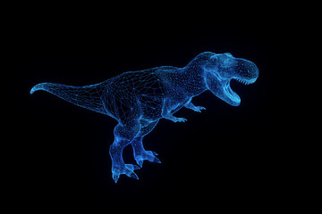 Dinosaur TRex in Hologram Wireframe Style. Nice 3D Rendering
- 132815685
