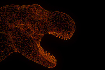 Dinosaur TRex in Hologram Wireframe Style. Nice 3D Rendering   © bombastic80