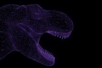 Dinosaur TRex in Hologram Wireframe Style. Nice 3D Rendering   © bombastic80