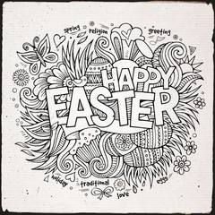 Easter hand lettering and doodles elements