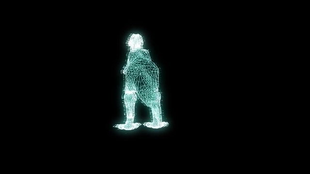 Dinosaur TRex in Hologram Wireframe Style. Nice 3D Rendering
