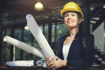 Businesswoman Architect Engineer Construction Design Concept