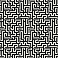 Vector graphic abstract geometry  maze pattern. black and white seamless geometric background . subtle pillow and bed sheet design. unique art deco. hipster fashion print