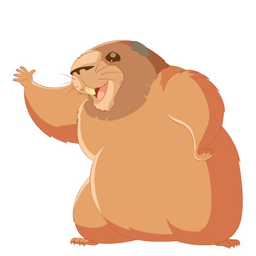 Happy cartoon groundhog