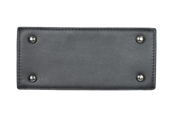 Black leather label isolated on white