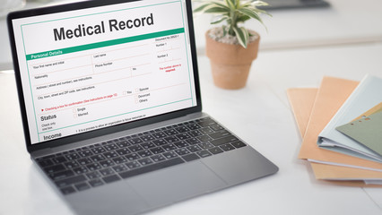Medical Report Record Form History Patient Concept - obrazy, fototapety, plakaty