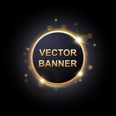 Shiny round banner on dark background, for your design, vector illustration