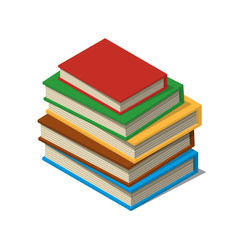 Set of books and tutorials. Isometric flat vector.