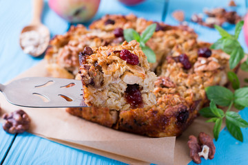 Vegan cake with apple and nuts