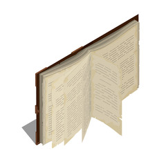 Old book or tutorial. Isometric flat vector.