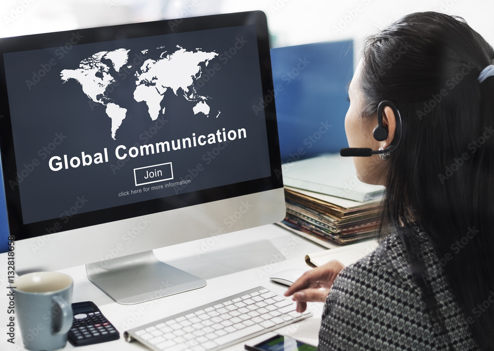 Wall mural Global Communication Worldwide Website Homepage Concept