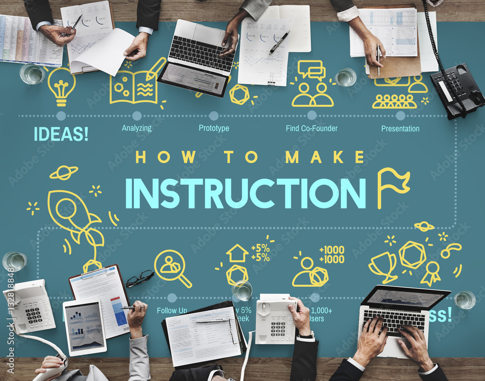 Poster instruction document guidebook handbook help concept