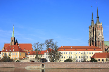 Obraz premium Historic Tumski Island in Wroclaw, Poland