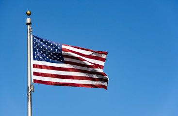 American Flag waving in New-York, USA