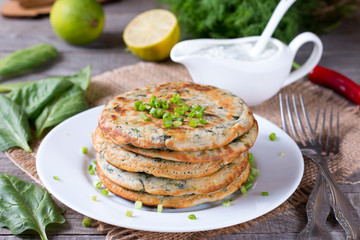 Green pancakes with spinach