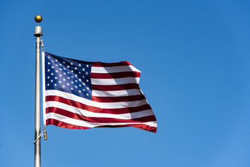 American Flag waving in New-York, USA