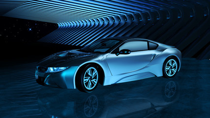 Obraz premium Elektroauto in futuristischer Umgebung