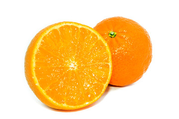 Two mandarine isolated on a white background. The symbol of the holiday season.