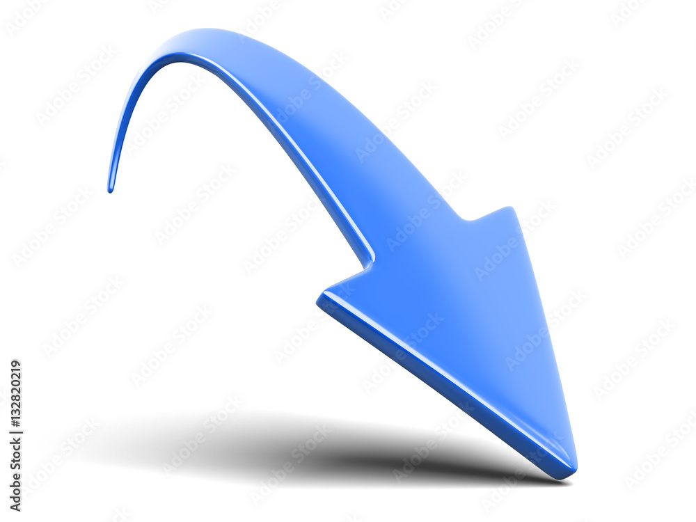 Poster 3d arrow downwards. image with clipping path