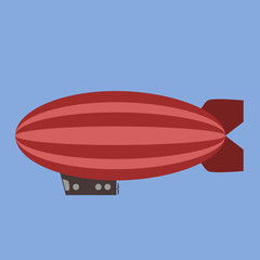 Vintage airship. Isolated vector illustration. Childish retro style.