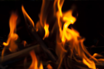 Flame on a black background