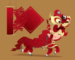 Chinese kids playing Kirin dance