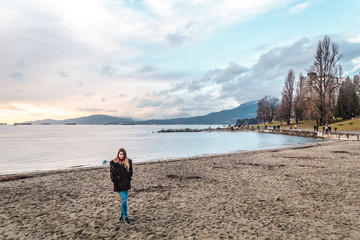 Girl at English Bay Beach Park in Vancouver, Canada - 132821871