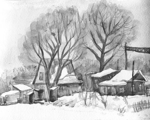 Winter house, sketch