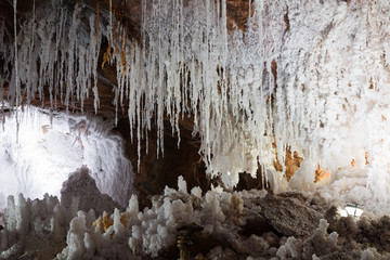 salt cave with  natural  stalactites