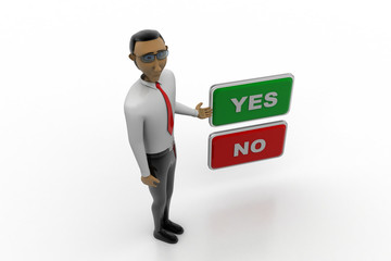 Yes no buttons with man