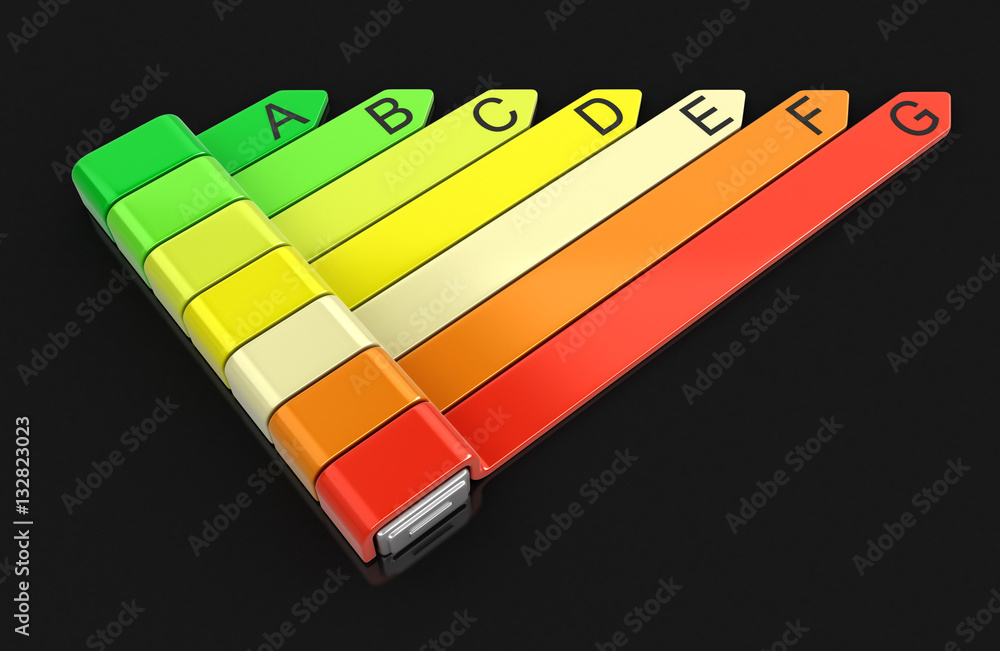 Poster energy efficiency concept with rating chart. image with clipping path