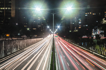 Traffic at Avenue 23th of May (Avenida 23 de Maio) in San Paulo